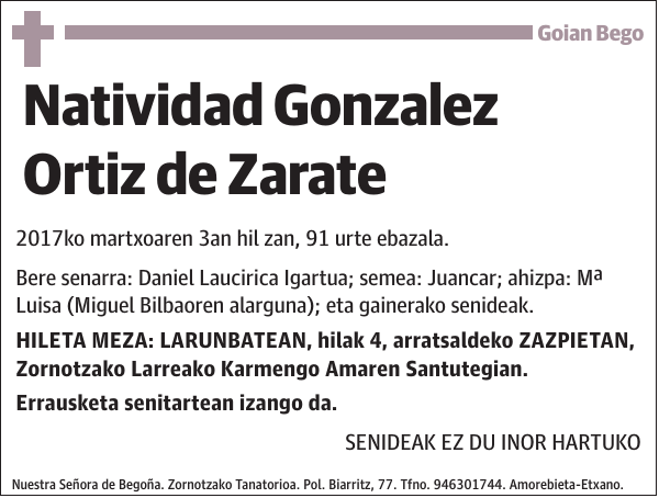Natividad Gonzalez Ortiz de Zarate