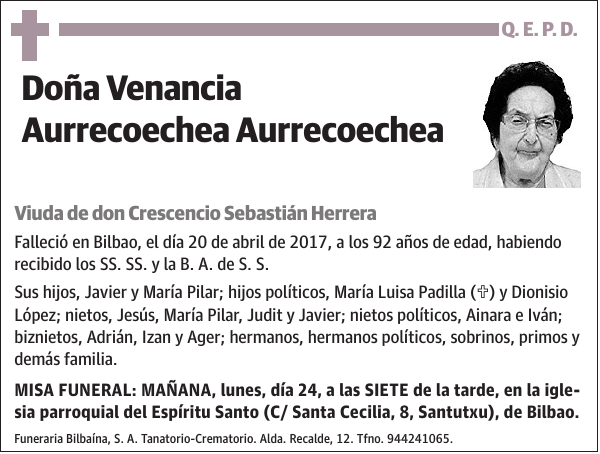 Venancia Aurrecoechea Aurrecoechea
