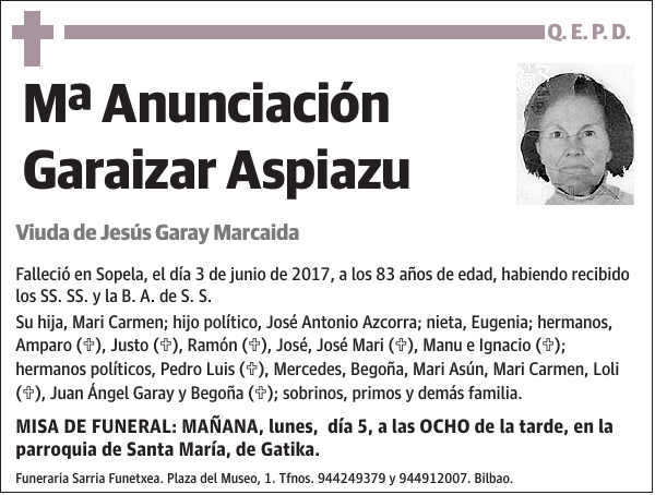 Mª Anunciación Garaizar Aspiazu