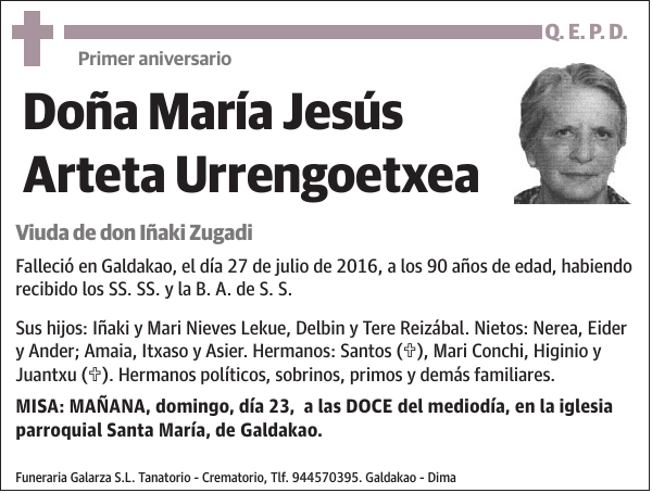 María Jesús Arteta Urrengoetxea