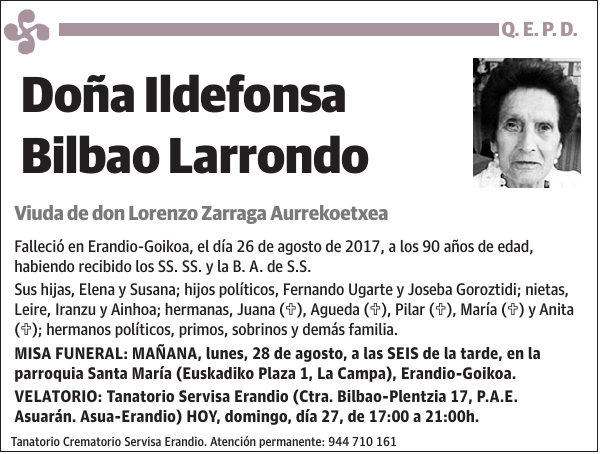 Ildefonsa Bilbao Larrondo