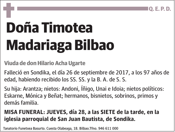 Timotea Madariaga Bilbao