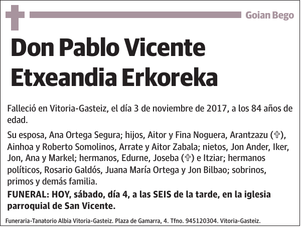 Pablo Vicente Etxeandia Erkoreka