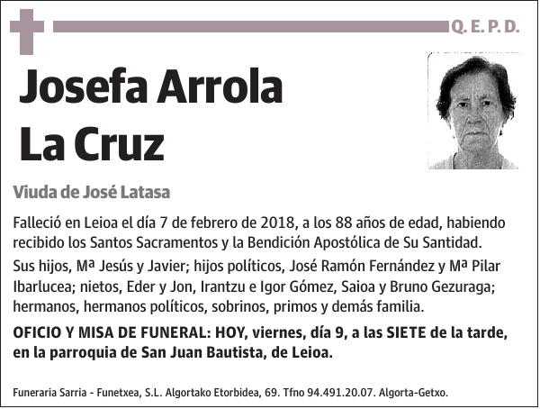 Josefa Arrola La Cruz