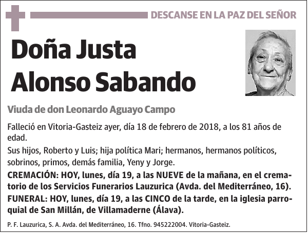 Justa Alonso Sabando
