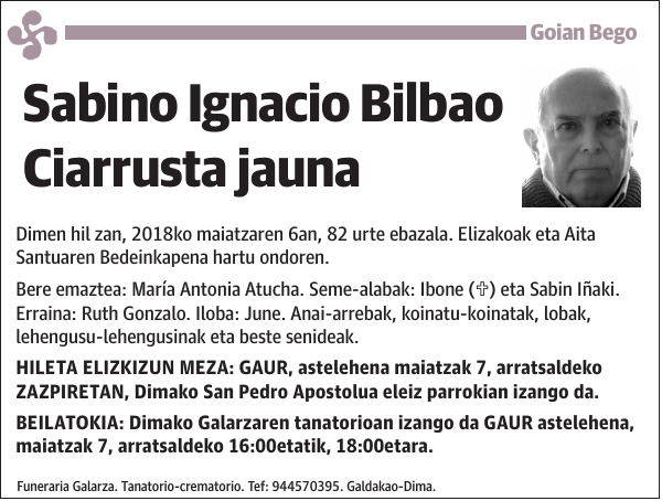 Sabino Ignacio Bilbao Ciarrusta