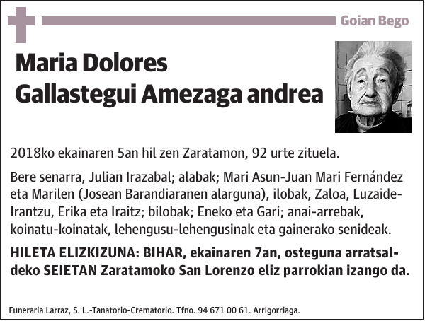 Maria Dolores Gallastegui Amezaga