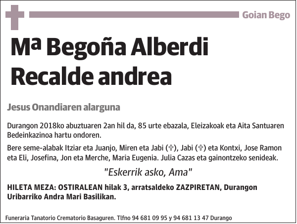 Mª Begoña Alberdi Recalde