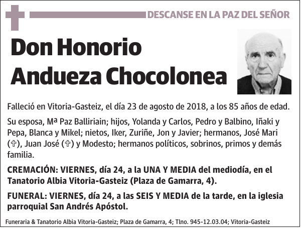 Honorio Andueza Chocolonea