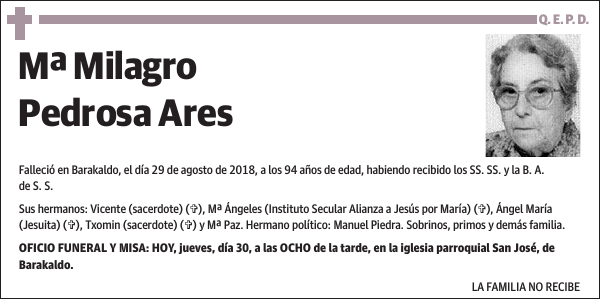 Mª Milagro Pedrosa Ares