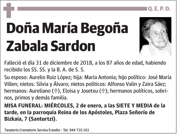 María Begoña Zabala Sardon