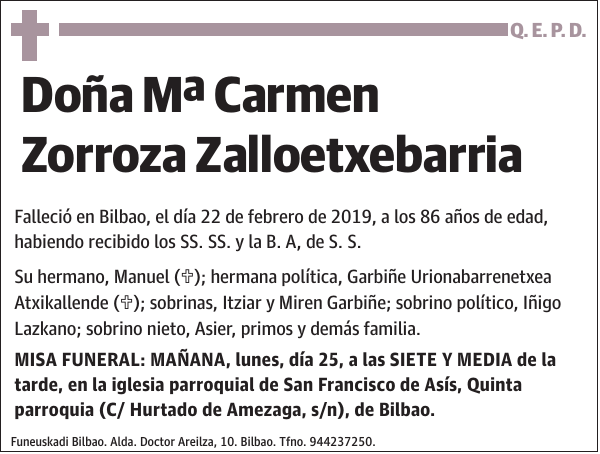 Mª Carmen Zorroza Zalloetxebarria