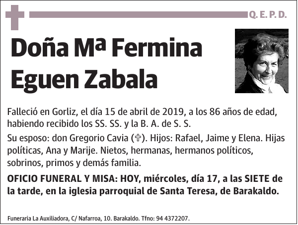 Mª Fermina Eguen Zabala