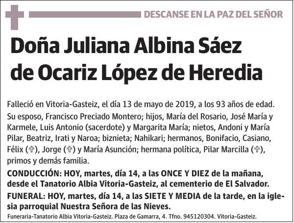 Juliana Albina Sáez de Ocariz López de Heredia