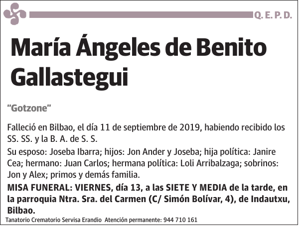 María Ángeles de Benito Gallastegui