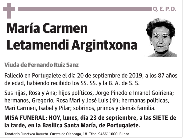 María Carmen Letamendi Argintxona