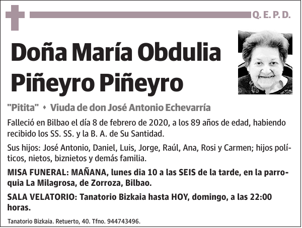 María Obdulia Piñeyro Piñeyro
