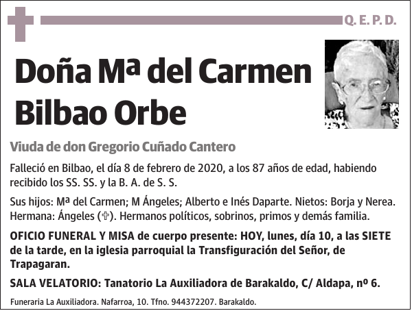 Mª del Carmen Bilbao Orbe