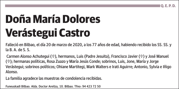 María Dolores Verástegui Castro