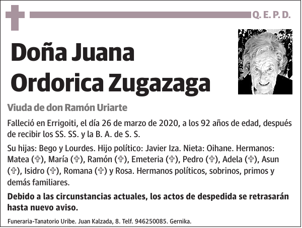 Juana Ordorica Zugazaga