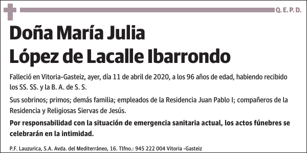 María Julia López de Lacalle Ibarrondo