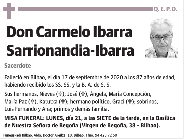 Carmelo Ibarra Sarrionandia-Ibarra Sacerdote