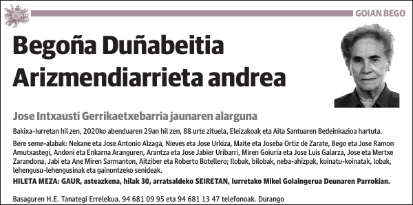 Begoña Duñabeitia Arizmendiarrieta