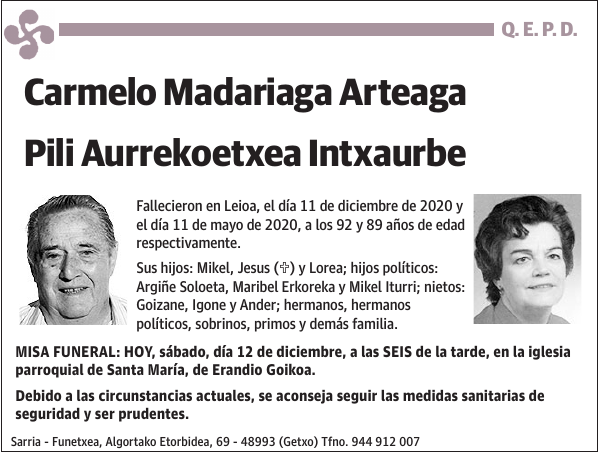 Carmelo Madariaga Arteaga y Pili Aurrekoetxea Intxaurbe