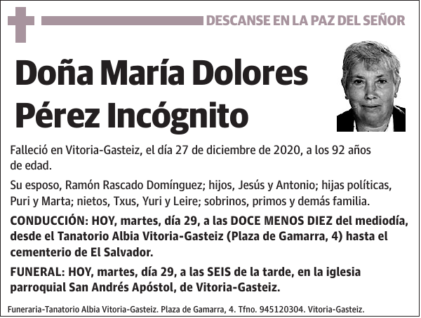 María Dolores Pérez Incógnito