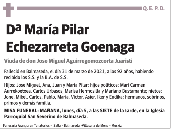 Dª María Pilar Echezarreta Goenaga