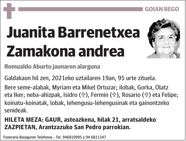 Juanita Barrenetxea Zamakona