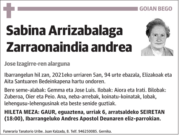 Sabina Arrizabalaga Zarraonaindia