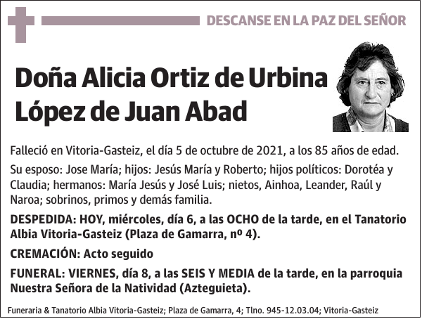 Alicia Ortiz de Urbina López de Juan Abad