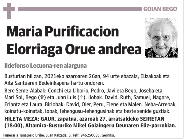 Maria Purificacion Elorriaga Orue