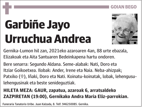 Garbiñe Jayo Urruchua Andrea