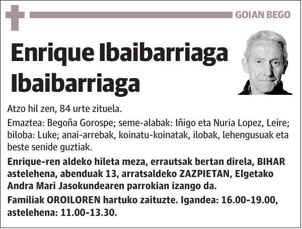 Enrique Ibaibarriaga Ibaibarriaga Atzo