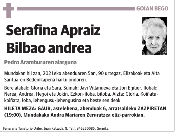 Serafina Apraiz Bilbao