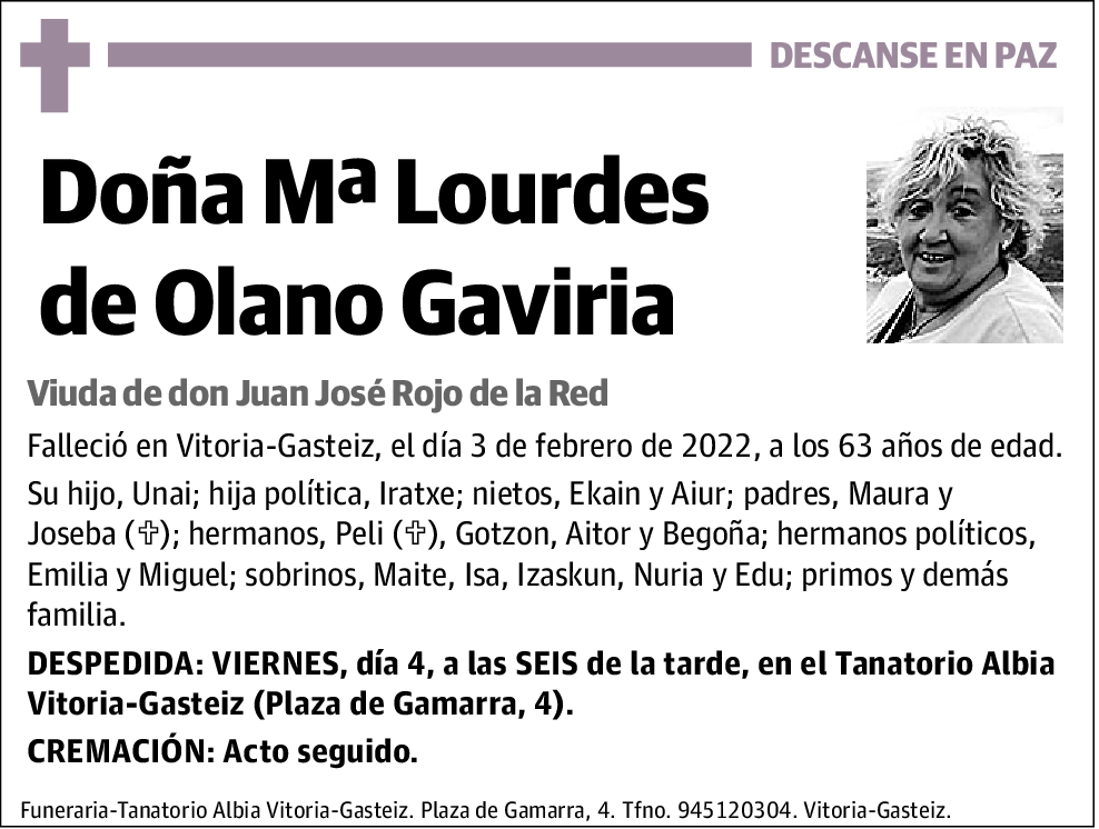 MarÍa Lourdes De Olano Gaviria