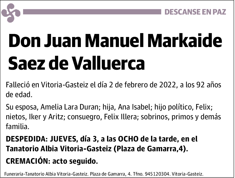 Juan Manuel Markaide Saez De Valluerca