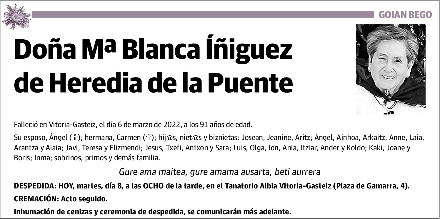 María Blanca Íñiguez de Heredia de la Puente
