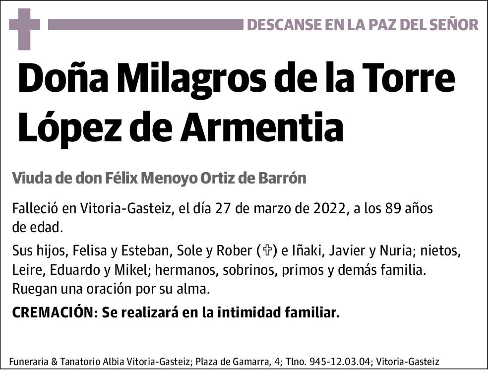 Milagros de la Torre López de Armentia