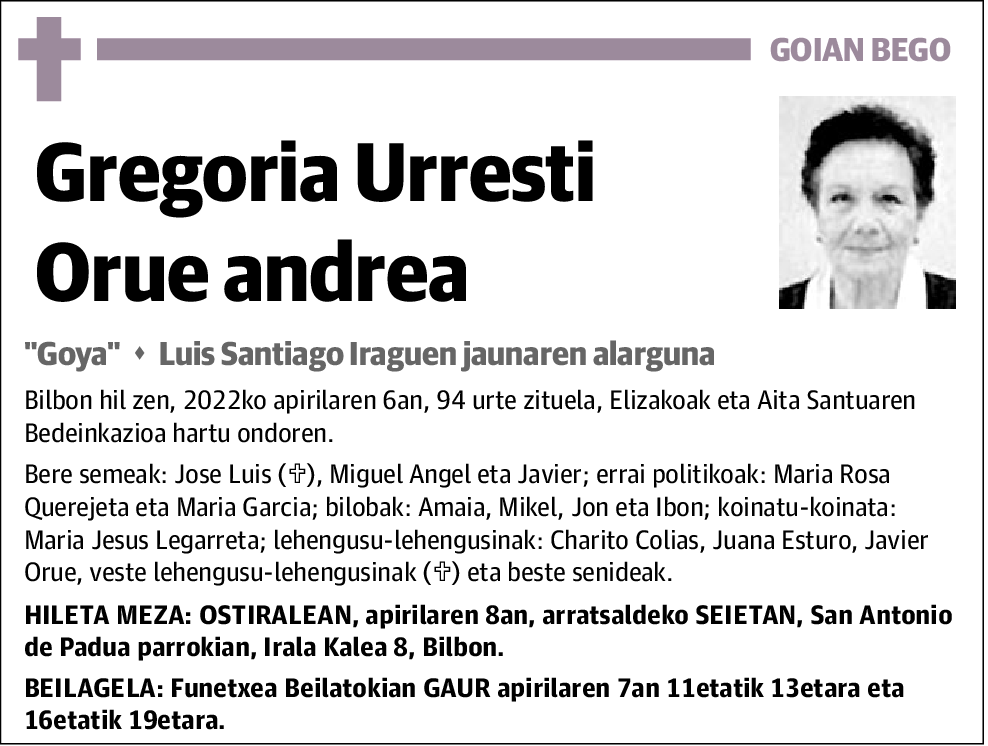 Gregoria Urresti Orue