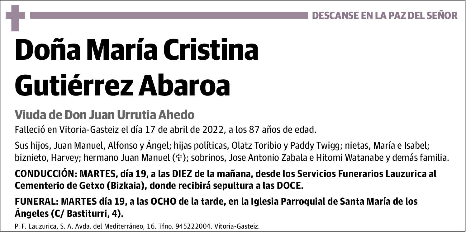 María Cristina Gutiérrez Abaroa