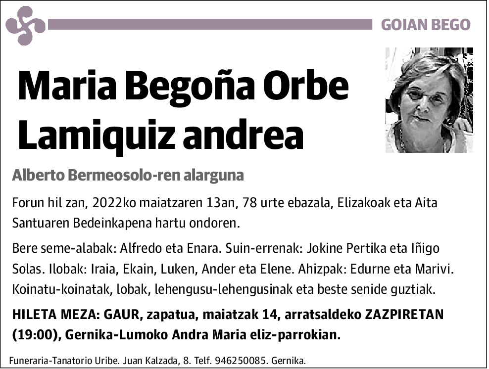 Maria Begoña Orbe Lamiquiz