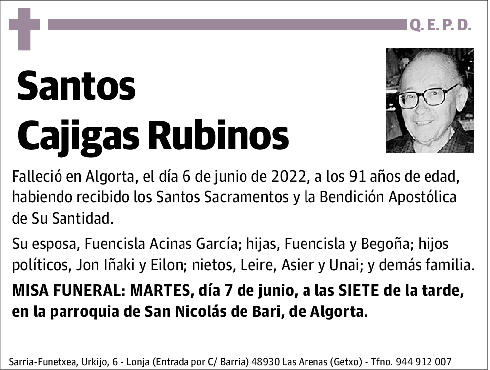 Santos Cajigas Rubinos