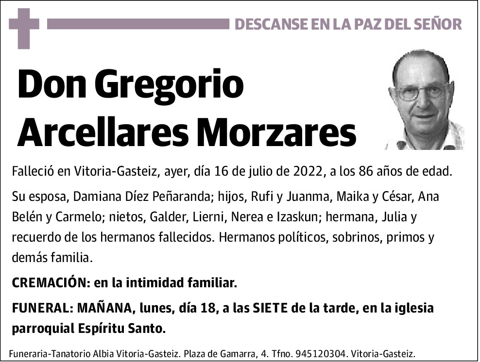 Gregorio Arcellares Morzares