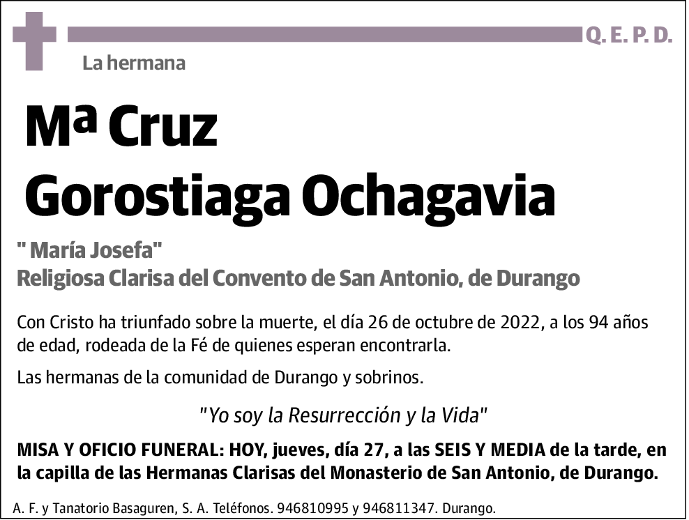 Mª Cruz Gorostiaga Ochagavia