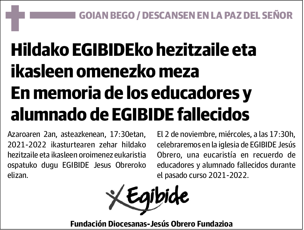 Misa Memorial Fallecidos Egibide