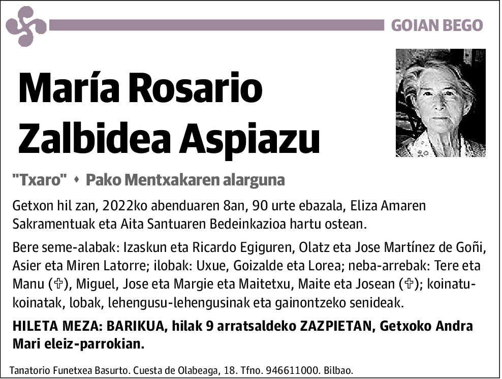 María Rosario Zalbidea Asepiazu