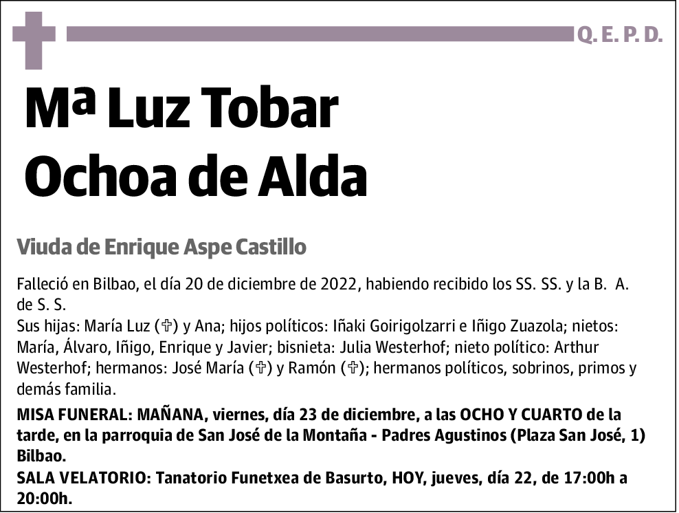Mª Luz Tobar Ochoa De Alda